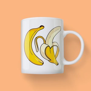 Taza de 2 plátanos - Taza de cerámica totalmente plátanos - Taza de café de plátano única, Dandy Warhols Monkey House Go Bananas Taza Lindo regalo de plátano