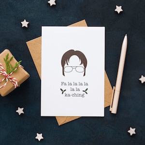 The Office US Weihnachtskarte (plastikfrei, nachhaltig, lustig, Dwight Shrute Inspirierte Weihnachtskarte, Fa la la la la la la la)