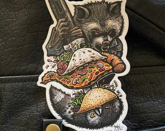 Trash Cat Junk Food Raccoon Vinyl Sticker