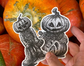 Pumpkin Boy 2 Pack Matte Halloween Jack o Lantern Horror Vinyl Sticker