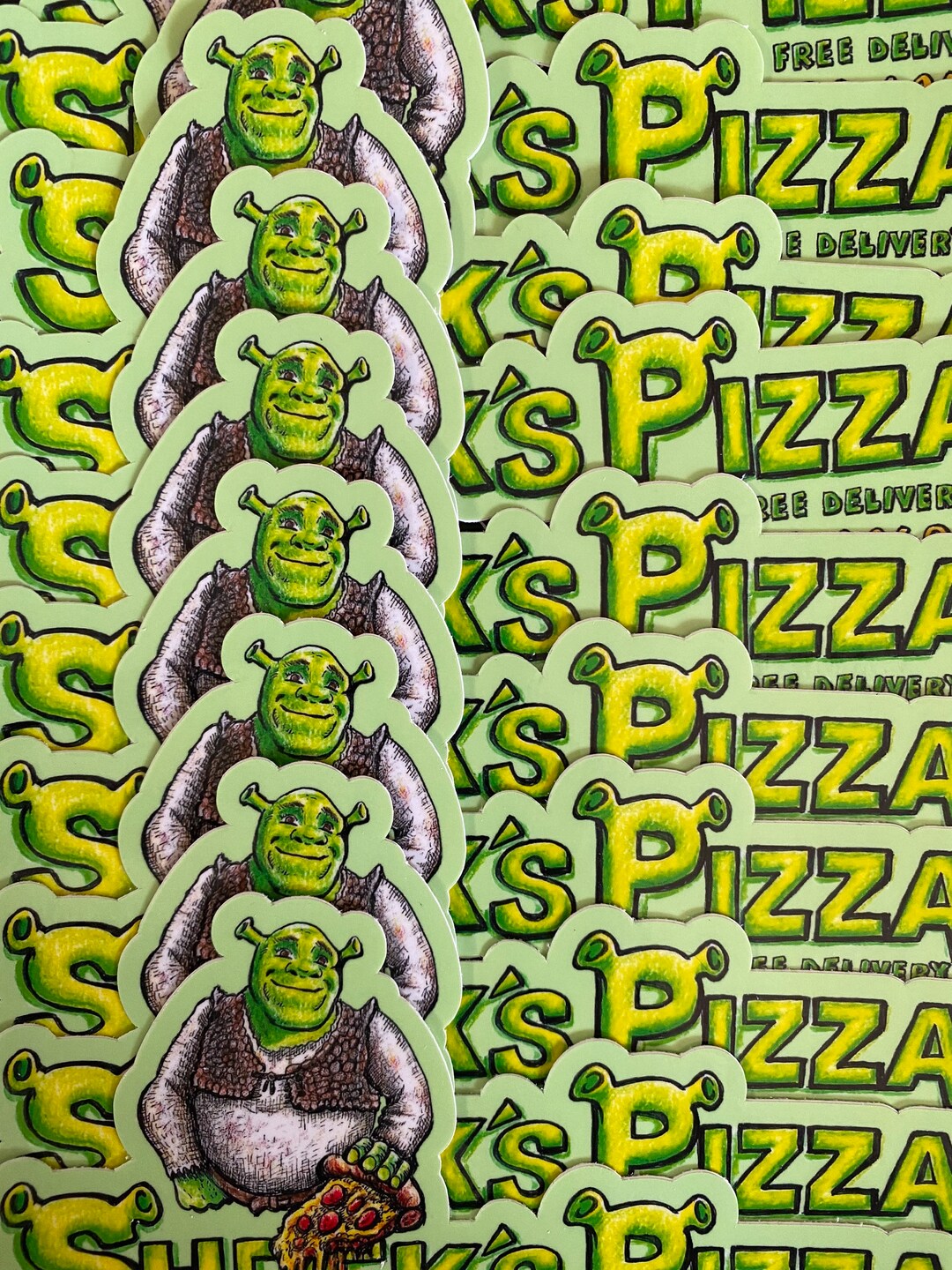 BOOTLEG OGRE PIZZERIA Shrek Pizza Glossy Vinyl Sticker - Etsy