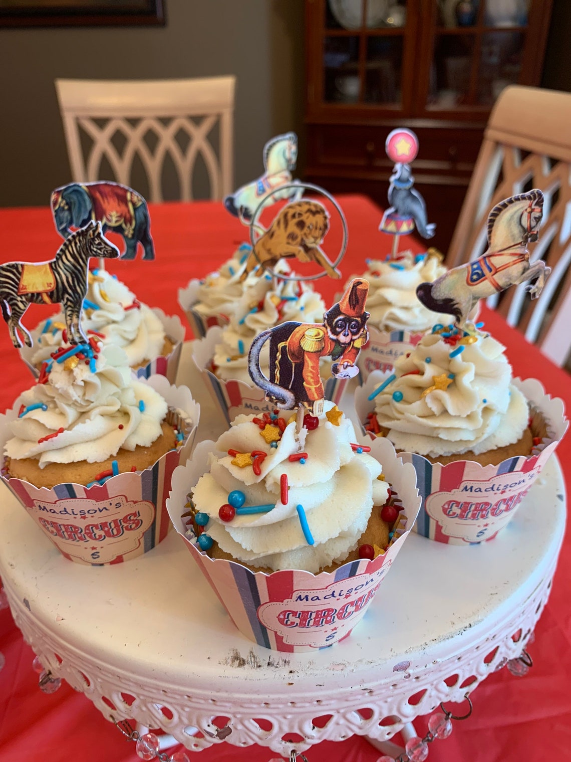 Vintage Circus Cupcake Wrappers or Cupcake Cake Picks the Greatest