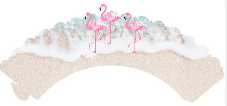 12 Flamingo Island Beach Cupcake Wrappers Liners