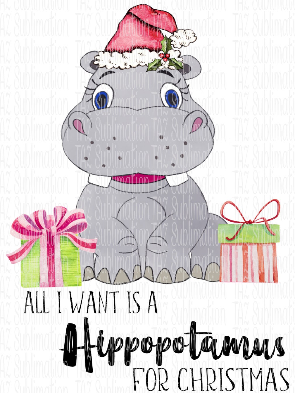 All I want is a Hippopotamus for Christmas Digital image png Etsy All I Want For Christmas A Hippopotamus
