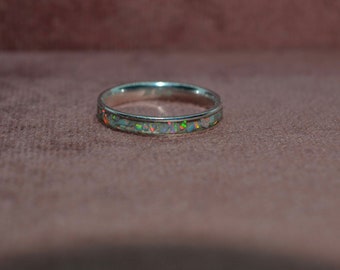 Sterling Silver Opal Ring - Opal Ring - 925 Sterling silver - Opal Gemstone Ring - Band Ring - Eternity Ring - Opal Jewellery