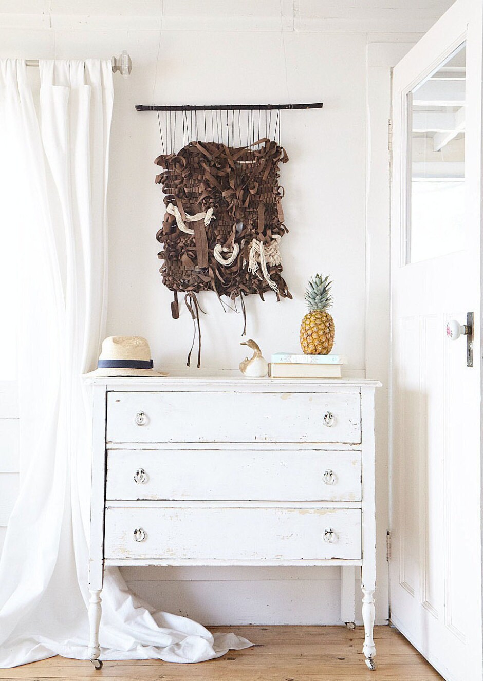 Art Recyclé, Échantillon Vendu, Art en Daim, Tapisserie Moderne, Grand Tissage Boho, Fait à La Main,