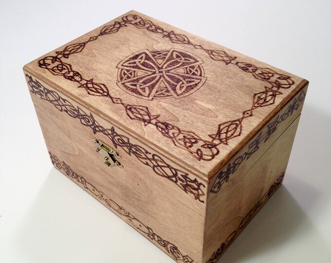 Celtic Keepsake Box Celtic Recipe Box Celtic Wood Box Wood Burned Box Celtic Design Etsy