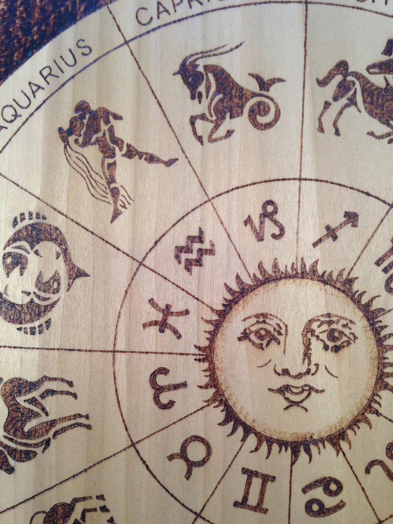 Zodiac wood sign wood burned sign pyrography art zodiac Etsy