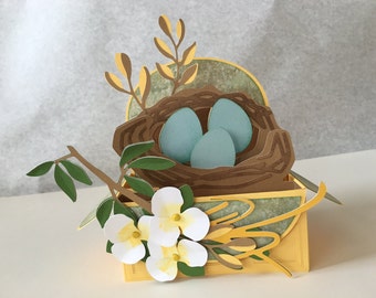 Bird's nest greeting card - 3D - Pop Up