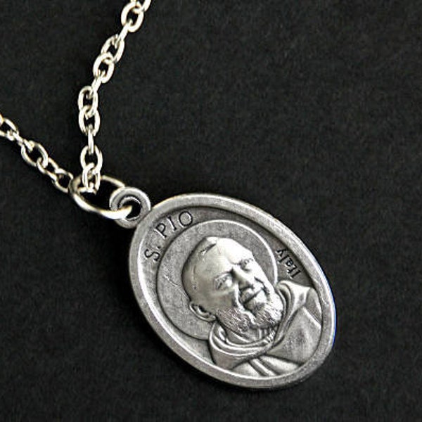 Saint Pio Necklace. Catholic Necklace. St Pio Medal Necklace. Patron Saint Necklace. Catholic Jewelry. Religious Necklace.