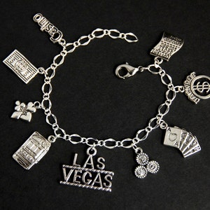 Las Vegas Armband. Glücksspiel Reise Charm Armband. Reise-Armband. Touristen Armband. Reisender Armband. Silberarmband. Handmade Schmuck.