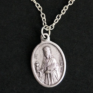 Saint Barbara Necklace. Catholic Necklace. St Barbara Medal Necklace. Patron Saint Necklace. Christian Jewelry. Religious Necklace.