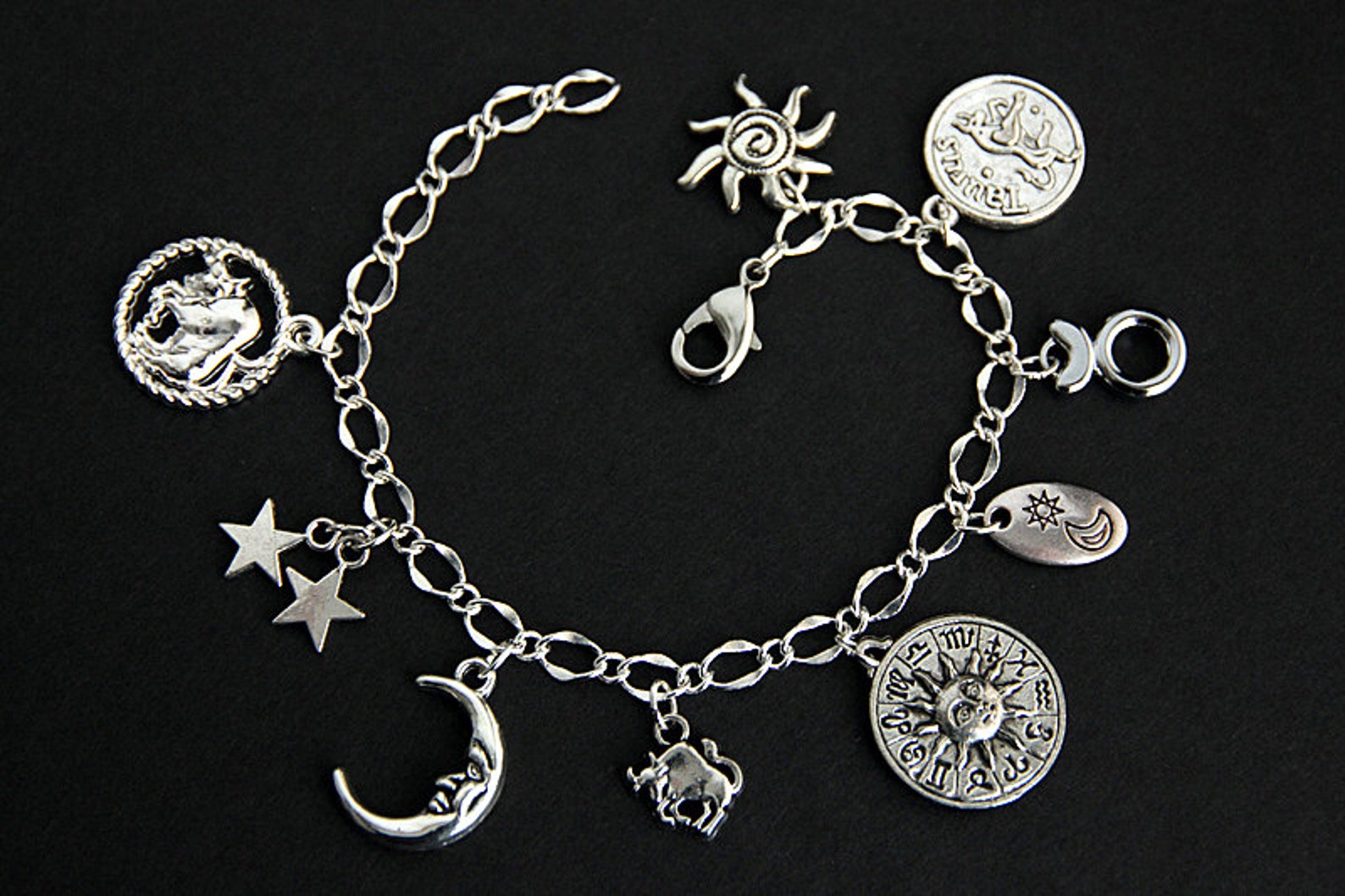 Taurus Bracelet. Taurus Charm Bracelet. Zodiac Bracelet. Sun Etsy