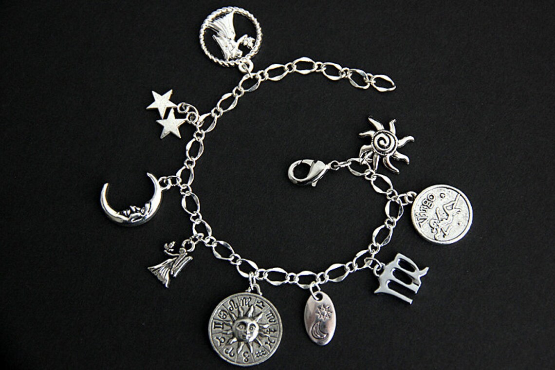 Virgo Bracelet. Virgo Charm Bracelet. Zodiac Bracelet. Sun Etsy