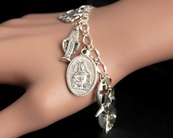 Saint Louise Bracelet. Catholic Bracelet. St Louise de Marillac Charm Bracelet. Christian Jewelry. Religious Jewelry. Handmade Jewelry.