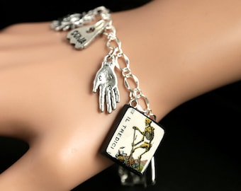 Tarot Card Bracelet. Death Charm Bracelet. Divination Bracelet. Silver Bracelet. L' Tredici Bracelet. Tarot Jewelry. Metaphysical Jewelry.