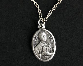 Saint Gemma Galgani Necklace. Catholic Necklace. St Gemma Galgani Medal Necklace. Patron Saint Necklace. Catholic Jewelry.