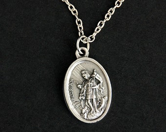 Saint Florian Necklace. Catholic Necklace. St Florian Medal Necklace. Patron Saint Necklace. Christian Jewelry. Religious Necklace.