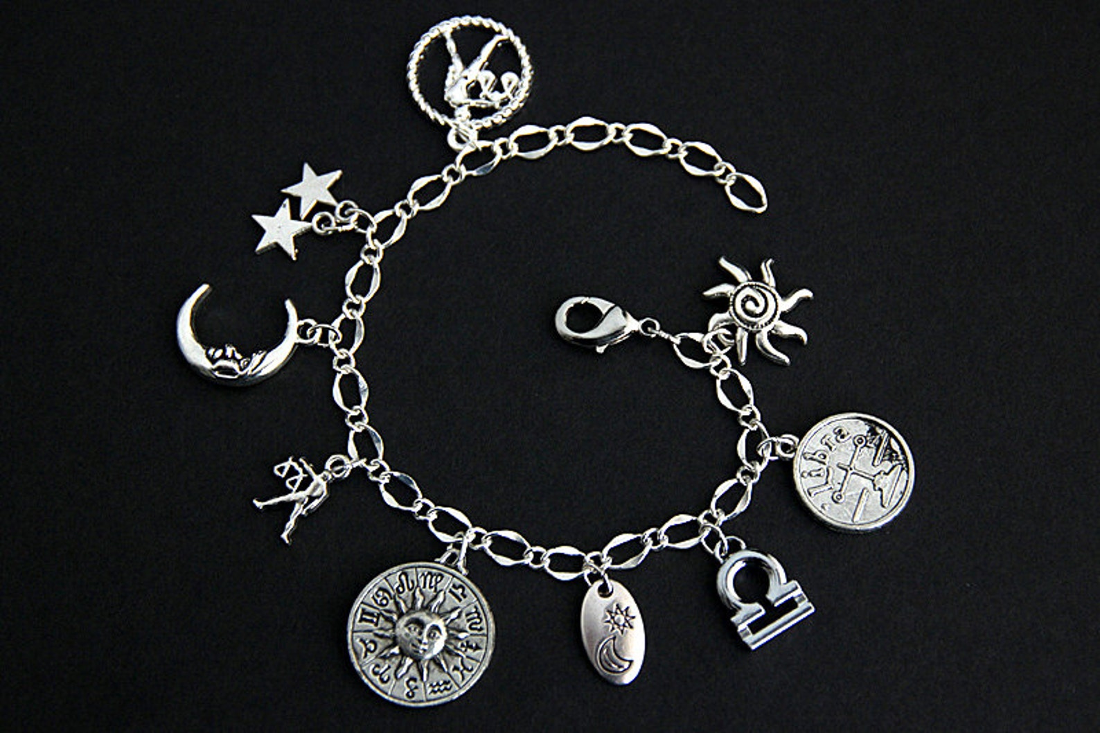 Libra Bracelet. Libra Charm Bracelet. Zodiac Bracelet. Sun Etsy