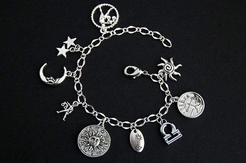 Libra Bracelet. Libra Charm Bracelet. Zodiac Bracelet. Sun Etsy