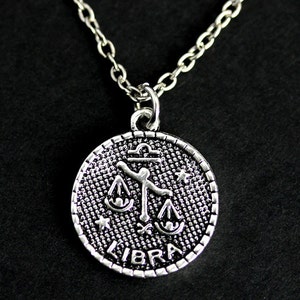 Libra Necklace. Horoscope Necklace. Libra Charm Necklace. Silver Necklace. Zodiac Necklace. Sun Sign Jewelry. Handmade Necklace.