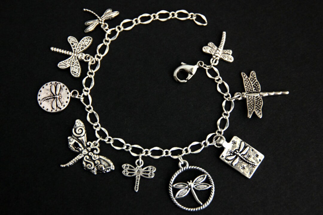 Dragonfly Bracelet. Dragonfly Charm Bracelet. Dragonflies Bracelet