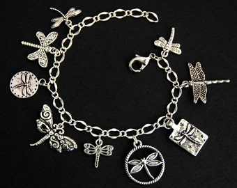 Dragonfly Bracelet.  Dragonfly Charm Bracelet. Dragonflies Bracelet. Silver Bracelet. Dragonflies Charm Bracelet. Handmade Jewelry.