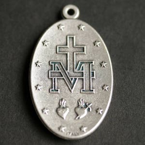 Large Miraculous Medal Necklace. Catholic Necklace. Blue Miraculous Medal Necklace. Catholic Charm Necklace. Religious Necklace. image 4