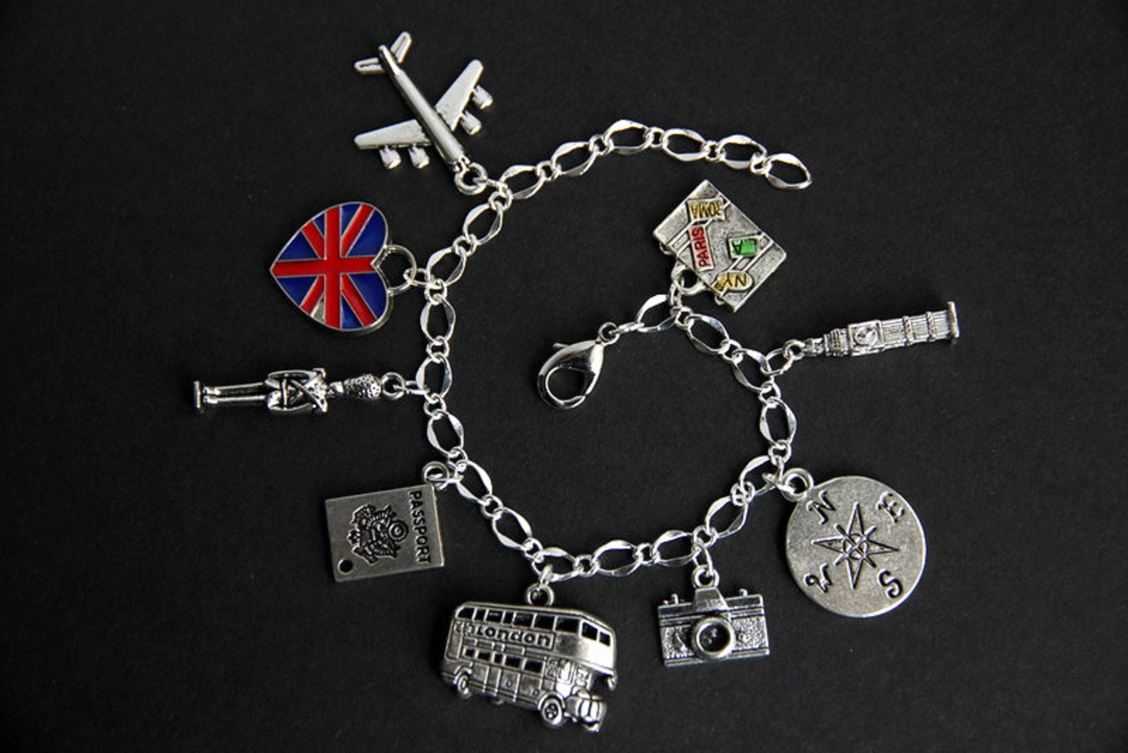 London Bracelet. United Kingdom Charm Bracelet. Great Britain Etsy