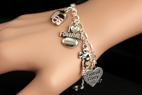Football Bracelet. Football Charm Bracelet. Football Lover Sports Bracelet. Silver Bracelet. Sports Jewelry. Handmade Jewelry Etsy Canada