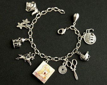 Rapunzel Bracelet. Brothers Grimm Charm Bracelet. Storybook Bracelet. Silver Bracelet. Childrens Story Bracelet.  Handmade Jewelry.