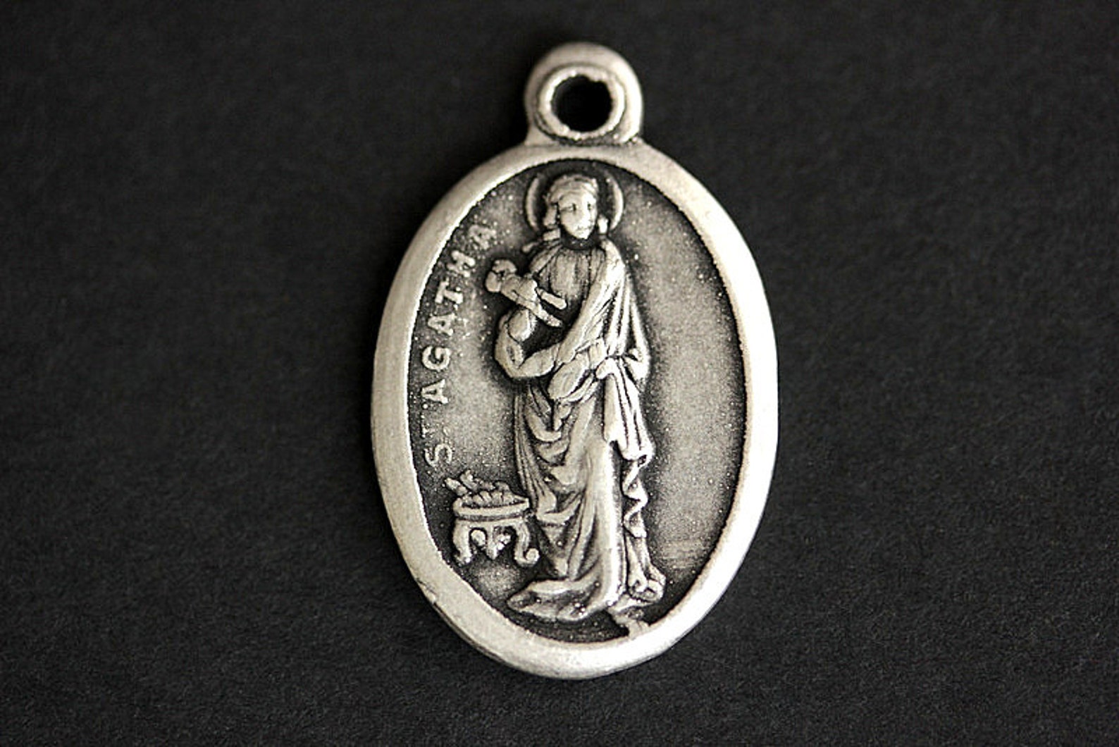 Saint Agatha Necklace. Christian Necklace. St Agatha Medal Etsy