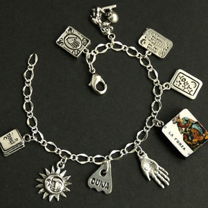 Tarot Card Bracelet. Strength Charm Bracelet. Divination Bracelet. Silver Bracelet. La Forza Bracelet. Tarot Jewelry. Metaphysical Jewelry.