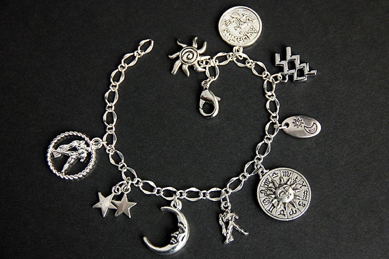 Aquarius Bracelet. Aquarius Charm Bracelet. Zodiac Bracelet. Etsy