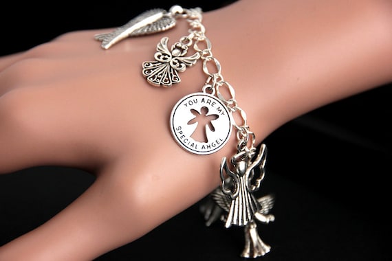 Angel Bracelet. My Special Angel Charm Bracelet. Angel Jewelry. Silver Bracelet. Christian Jewelry. Handmade Bracelet.