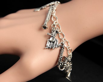 Orchestra Bracelet. Musical Instrument Charm Bracelet. Music Lover Bracelet. Classical Music Bracelet. Silver Bracelet. Handmade Jewelry.