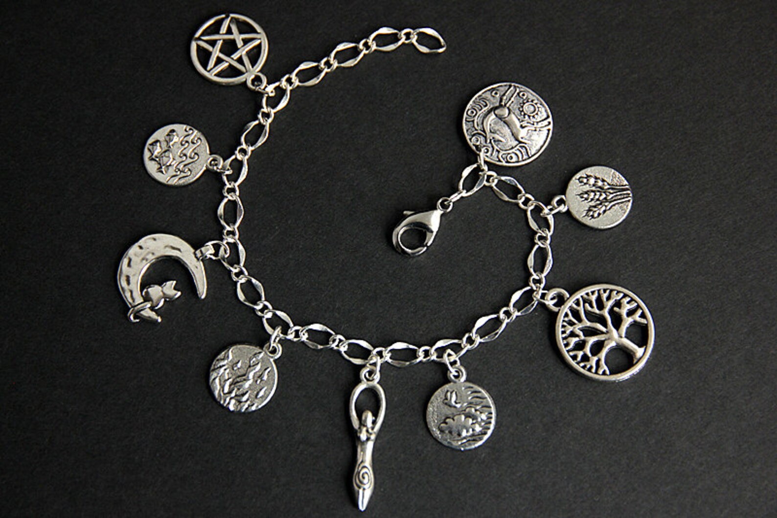 Pagan Bracelet. Earth Religion Charm Bracelet. Wicca Bracelet. Etsy
