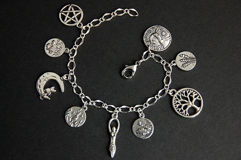 Pagan Bracelet. Earth Religion Charm Bracelet. Wicca Bracelet. Etsy
