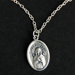 Maria Rosa Mystica Necklace. Catholic Necklace. Maria Rosa Mystica Medal Necklace. Patron Saint Necklace. Catholic Jewelry.