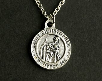 Military Necklace. Saint Christopher Necklace. Catholic Necklace. Patron Saint Necklace. Military Saint Necklace. Religious Necklace.