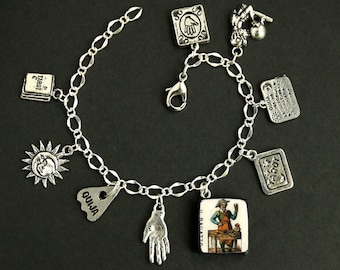Tarot Bracelet. The Magician Charm Bracelet. Divination Bracelet. Silver Bracelet. Il Bagatto Bracelet. Tarot Jewelry. Metaphysical Jewelry.