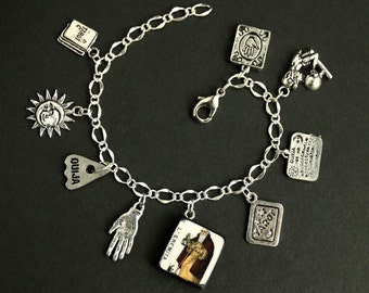Tarot Bracelet. The Hermit Charm Bracelet. Divination Bracelet. Silver Bracelet. L' Eremita Bracelet. Tarot Jewelry. Metaphysical Jewelry.