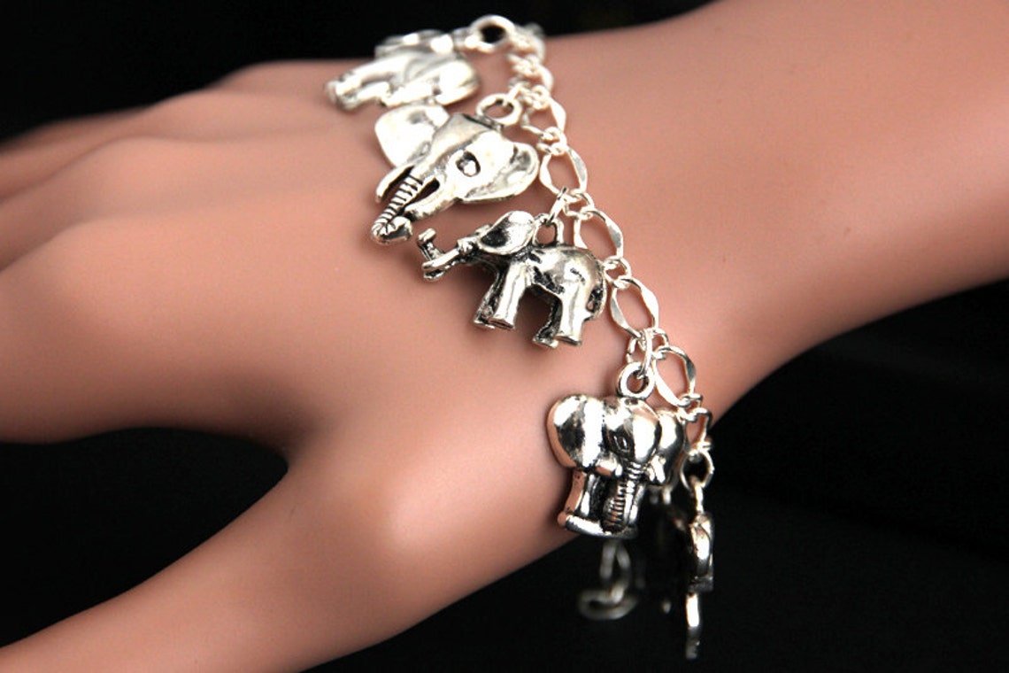 Elephant Bracelet. Elephant Charm Bracelet. Elephant Lover Etsy