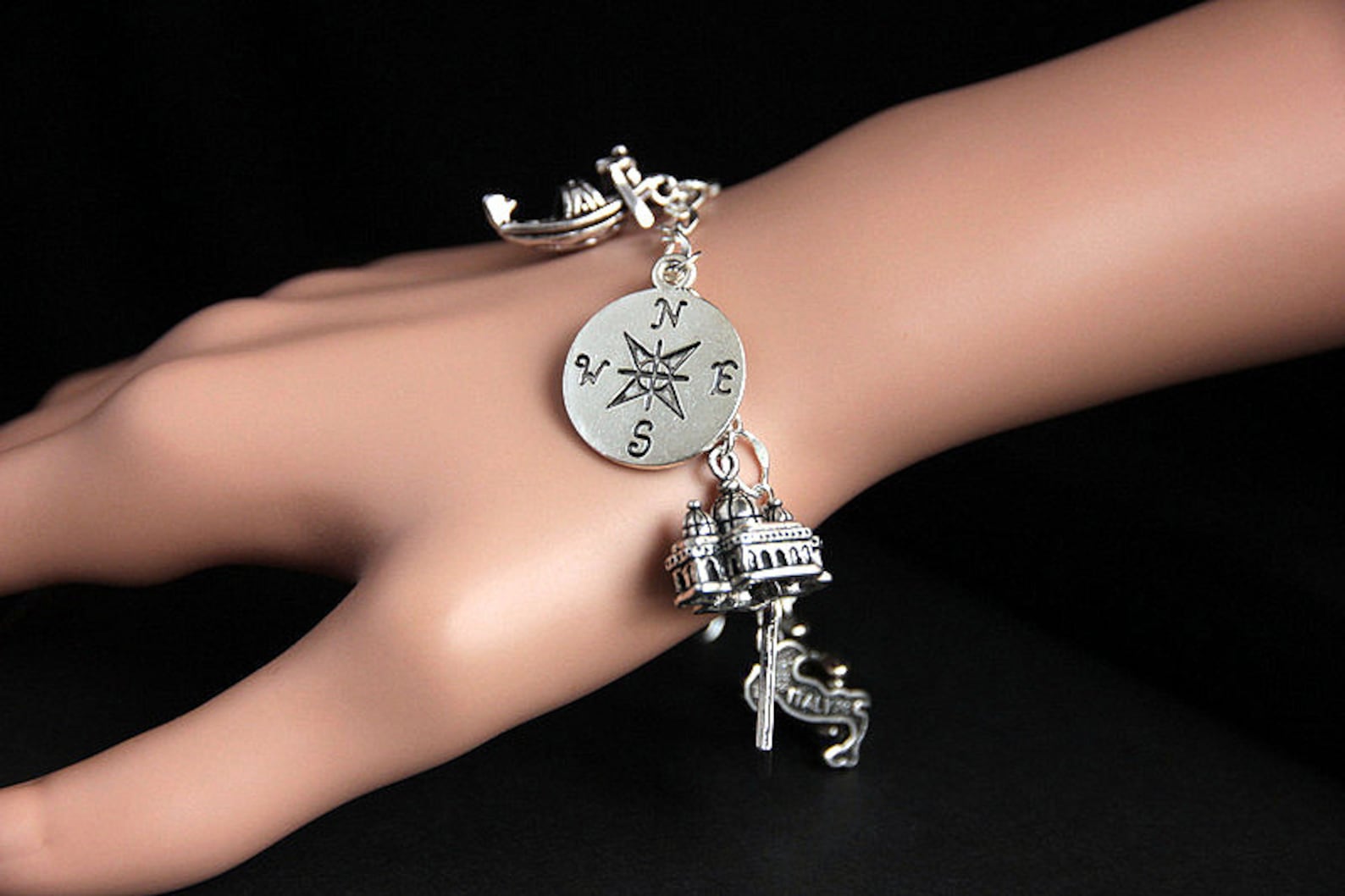 Bracelet Charms Italien Lettre C - Titane Acier - Modulaire, Personnalisable - Cadeau Mode Femme