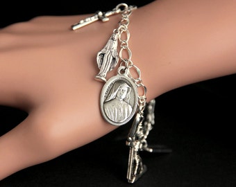 Our Lady of Faustina Bracelet. Catholic Bracelet. Charm Bracelet. Christian Jewelry. Religious Bracelet. Handmade Jewelry.