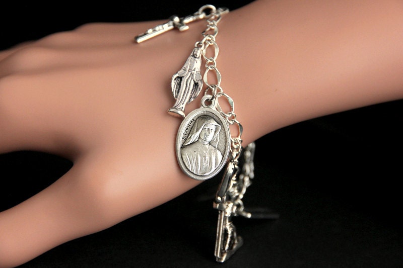 Our Lady of Faustina Bracelet. Catholic Bracelet. Charm Bracelet. Christian Jewelry. Religious Bracelet. Handmade Jewelry.
