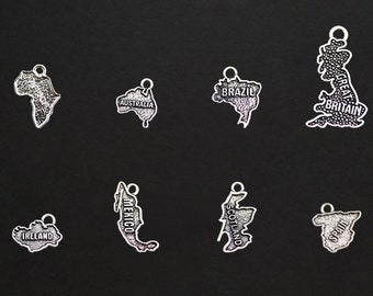 Country Charms. International Charms. Add-On Charm for Bracelet Charm or Necklace Charm. Silver Plated Charm.