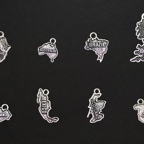 Country Charms. International Charms. Add-On Charm for Bracelet Charm or Necklace Charm. Silver Plated Charm.