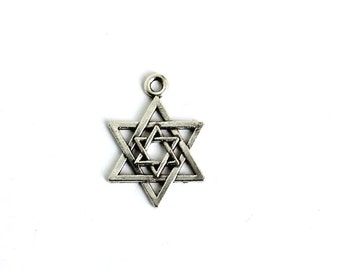 Star of David Charm.  Add-On Charm for Charm Bracelet or Necklace. Jewish Charm. Silver Plated Charm. 22mm x 16mm