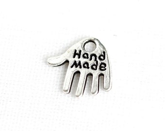 Handmade Charm. Hand Made Charm. Small Hand Charm. Add-On Charm for Charm Bracelets. Silver Plated Charm.